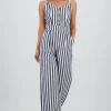 Jumpsuit cuello v tirantes rayas