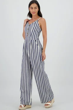 Jumpsuit cuello v tirantes rayas