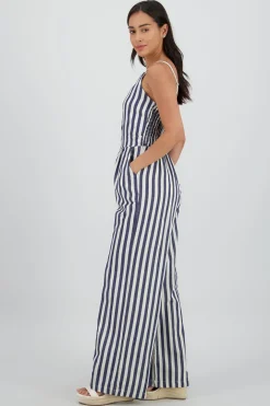 Jumpsuit cuello v tirantes rayas