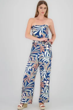 Jumpsuit strapless amplio detalle estampado