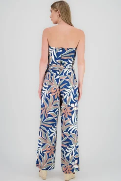 Jumpsuit strapless amplio detalle estampado