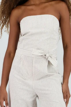 Jumpsuit strapless amplio estampado rayas