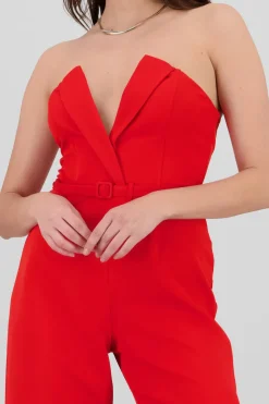Jumpsuit strapless escote en v