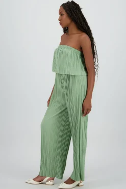 Jumpsuit strapless plisado