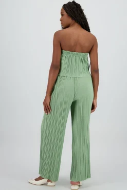 Jumpsuit strapless plisado