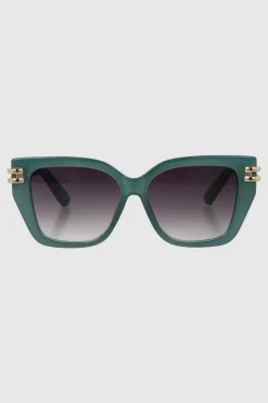 Lente cuadrado cateye con detalle metalico