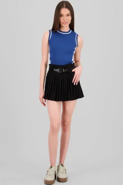 Mini falda tableada con cinturon