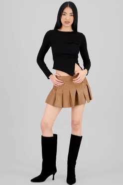 Mini falda tableada lisa PU