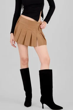 Mini falda tableada lisa PU