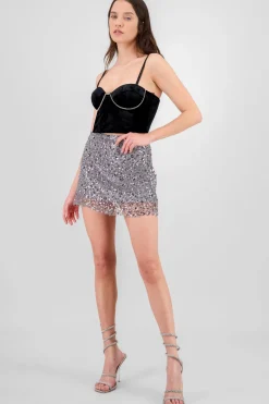 Minifalda lentejuelas forma floral