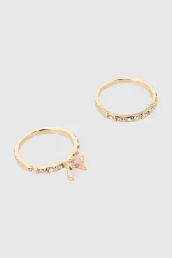 2 P Anillos Circulo Cristal