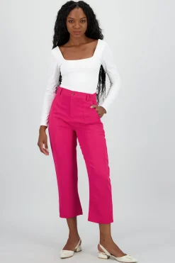 Pantalón Cintura Alta Capri Bolsas