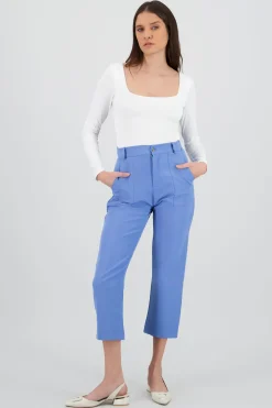 Pantalón Cintura Alta Capri Bolsas