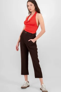 Pantalón Cintura Alta Capri Bolsas