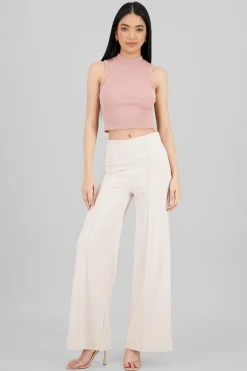 Pantalón Wide Leg Cintura Alta Costuras