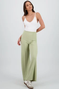 Pantalón Wide Leg Cintura Alta Costuras