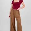 Pantalón Wide Leg Cintura Alta Fruncida