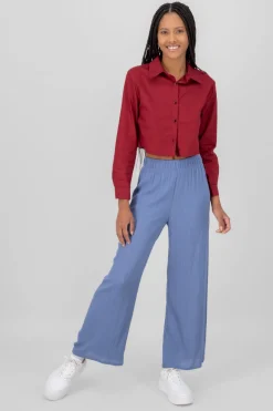 Pantalón Wide Leg Cintura Elástico