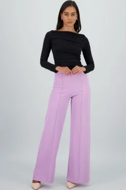 Pantalón Wide Leg Cintura Alta Costuras