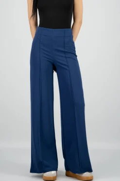 Pantalón Wide Leg Cintura Alta Costuras