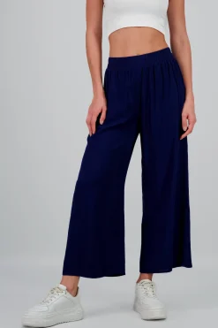 Pantalón Wide Leg Cintura Alta Fruncida
