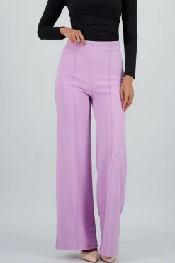 Pantalón Wide Leg Cintura Alta Costuras