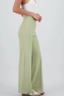 Pantalón Wide Leg Cintura Alta Costuras