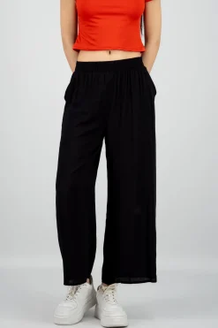 Pantalón Wide Leg Cintura Alta Fruncida