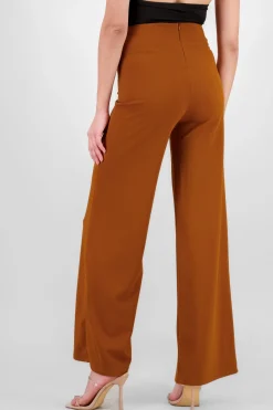 Pantalón Wide Leg Cintura Alta Costuras