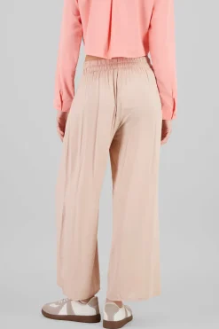 Pantalón Wide Leg Cintura Alta Fruncida