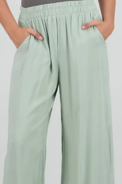 Pantalón Wide Leg Cintura Alta Fruncida