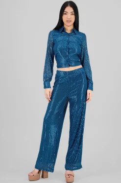 Pantalon amplio brillos