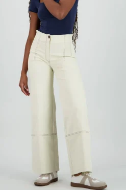 Pantalon amplio contraste costura