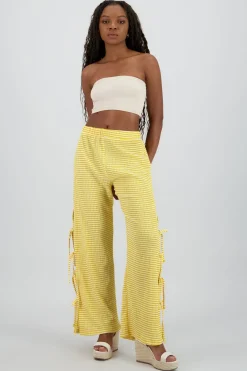 Pantalon amplio detalle lazos estampado