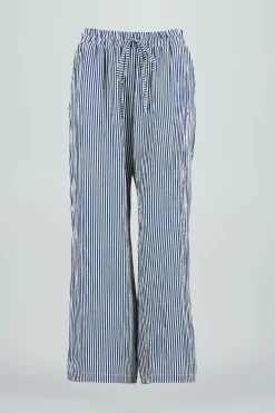Pantalon amplio detalle resorte rayas