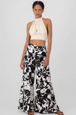 Pantalon amplio estampado tropical