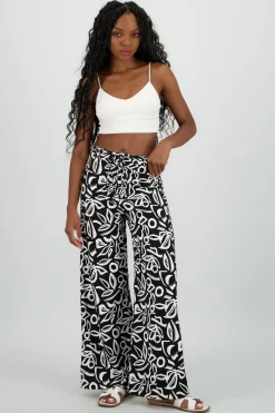 Pantalon amplio pretina estampado