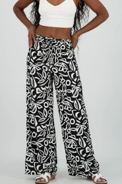 Pantalon amplio pretina estampado