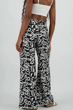 Pantalon amplio pretina estampado