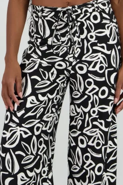 Pantalon amplio pretina estampado