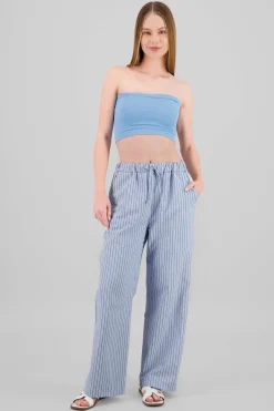 Pantalon amplio rayas detalle bolsas