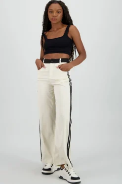 Pantalon fluido detalle contraste franja