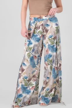 Pantalon pinzas estampado tropical