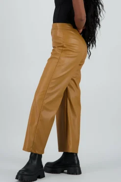 Pantalon pu recto pretina