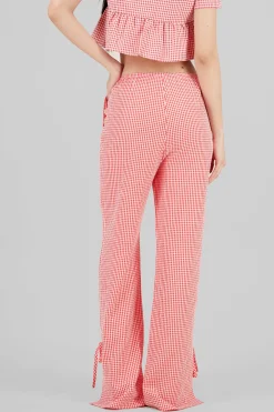 Pantalon recto cuadros detalle moño