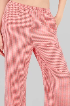 Pantalon recto cuadros detalle moño