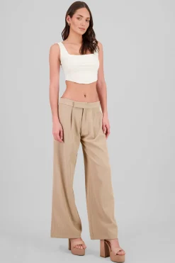 Pantalon recto detalle rayas brillos