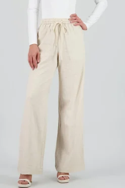 Pantalon recto liso detalle resorte jareta