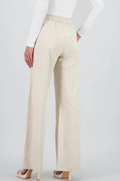 Pantalon recto liso detalle resorte jareta