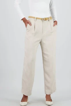 Pantalon recto liso presillas detalle cinturon